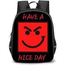 Bon Jovi Backpack StudentPack - Bon Jovi Have A Nice Day Red Emoji Sticker On Black Background