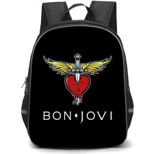 Bon Jovi Backpack StudentPack - Bon Jovi Heart And Dagger Illustration Art Logo On Black Background