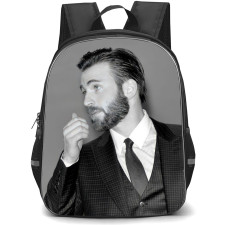 Pop Star Chris Evans Backpack StudentPack - Chris Evans Side Portrait Grayscale