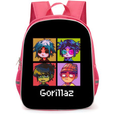Gorillaz Backpack StudentPack - Gorillaz Team Member Pixel Art Portrait On Black Background