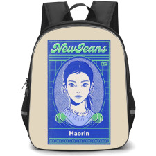 New Jeans Haerin Backpack StudentPack - Haerin ID Car Blue Art Poster