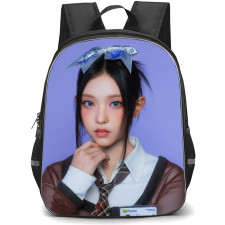 New Jeans Haerin Backpack StudentPack - Haerin Portrait Purple Background