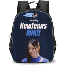New Jeans Minji Backpack StudentPack - Minji Portrait On Blue Background