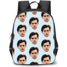 Pop Star Tom Holland Backpack StudentPack - Tom Holland Pattern Art Blue Background