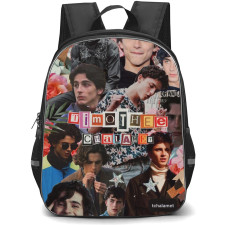 Pop Star Timothee Chalamet Backpack StudentPack - Timothee Chalamet Collage Newspaper Background