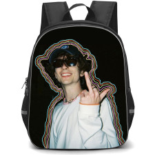 Pop Star Timothee Chalamet Backpack StudentPack - Timothee Chalamet Portrait Black Background