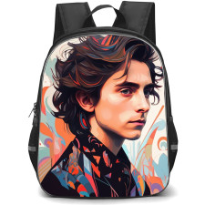 Pop Star Timothee Chalamet Backpack StudentPack - Timothee Chalamet Side Portrait Pop Art Illustration