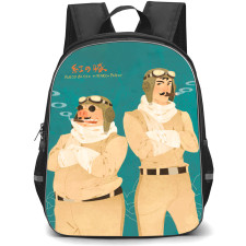 Porco Rosso Backpack StudentPack - Porco Rosso Marco Pagot And Donald Curtis Standing On Green Background