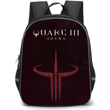 Quake Backpack School Bag StudentPack - Quake 3 Arena Logo On Dark Red Grunge Background