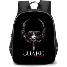 Quake Backpack School Bag StudentPack - Quake Skull Logo On Black Background
