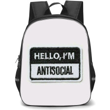 Quotes Backpack StudentPack - Quotes Hello Im Antisocial Patch Sticker