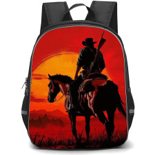 Red Dead Redemption Arthur Morgan Backpack School Bag StudentPack - Arthur Morgan Silhouette Horse Poster