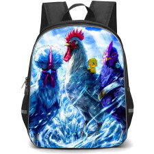 Rooster Fighter Backpack School Bag StudentPack - Rooster Fighter Ice Crystal Battle Scene Poster