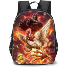 Rooster Fighter Backpack School Bag StudentPack - Rooster Fighter Keiji Fight With Kiju Illustration Art Poster