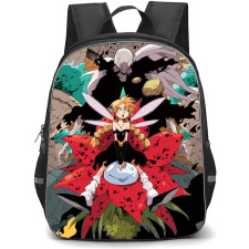 That Time I Got Reincarnated As A Slime Backpack StudentPack - Characters Ramiris Sitting on a Flower Brown Background