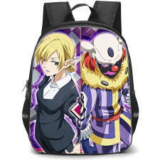 That Time I Got Reincarnated As A Slime Backpack StudentPack - Kagali & Laplace Side by Side Purple Checkered Background