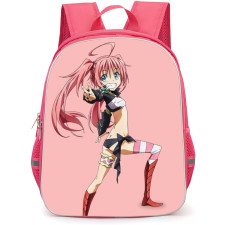 That Time I Got Reincarnated As A Slime Milim Nava Backpack StudentPack - Milim Nava Peace Sign Pink Background