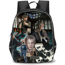 Resident Evil Leon Kennedy Backpack School Bag StudentPack - Leon Kennedy Fierce Phrase Portrait Collage