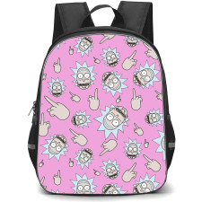 Rick And Morty Backpack StudentPack - Rick And Morty Aesthetic Pattern Art On Pink Background