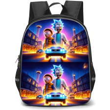 Rick And Morty Backpack StudentPack - Rick And Morty Back to The Future Digital Art Poster