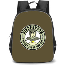 Rick And Morty Birdperson Backpack StudentPack - Birdperson Round Sticker ON Green Background