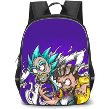 Rick And Morty Backpack StudentPack - Rick And Morty Character Zombie Cartoon Art On Purple Background