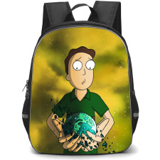 Rick And Morty Jerry Smith Backpack StudentPack - Jerry Smith Holding Earth On Yellow Background