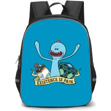 Rick And Morty Mr Meeseeks Backpack StudentPack - Mr Meeseeks Existence Is Pain Art On Blue Background