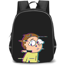 Rick And Morty Backpack StudentPack - Glitch Morty Art On Black Background