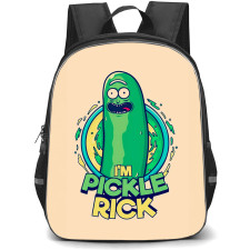 Rick And Morty Pickle Rick Backpack StudentPack - Pickle Rick Character Art On Beige Background
