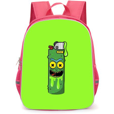 Rick And Morty Pickle Rick Backpack StudentPack - Pickle Rick Lighter Sticker On Green Background