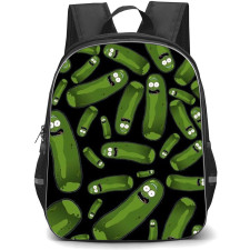 Rick And Morty Pickle Rick Backpack StudentPack - Pickle Rick Pattern Art On Black Background