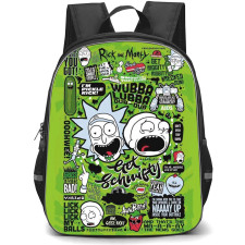 Rick And Morty Backpack StudentPack - Rick And Morty Quotes On Green Sticker