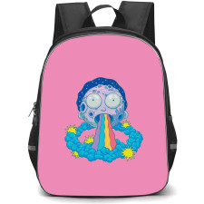 Rick And Morty Backpack StudentPack - Rick And Morty Rainbow Sickness Art On Pink Background