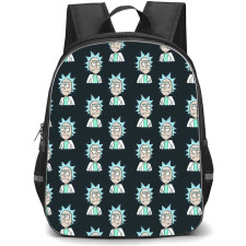 Rick And Morty Rick Sanchez Backpack StudentPack - Rick Sanchez Pattern Art On Black Background