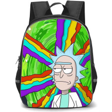 Rick And Morty Rick Sanchez Backpack StudentPack - Rick Sanchez Portrait Cartoon Art On Rainbow Background