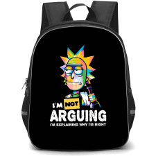 Rick And Morty Rick Sanchez Backpack StudentPack - Rick Sanchez Quotes I Am Not Arguing Illustration Art On Black Background