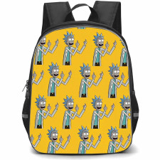 Rick And Morty Rick Sanchez Backpack StudentPack - Rick Sanchez Showing Middle Finger Pattern Art On Yellow Background