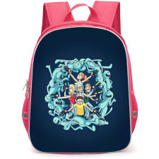 Rick And Morty Backpack StudentPack - Rick And Morty Sci-Fi Family Illustration Art On Blue Background