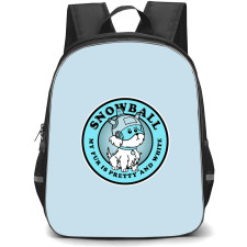 Rick And Morty Snowball Backpack StudentPack - Snowball Round Sticker On Blue Background