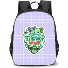 Rick And Morty Backpack StudentPack - Rick And Morty Time to Get Schwifty in Here Sticker On Purple Background