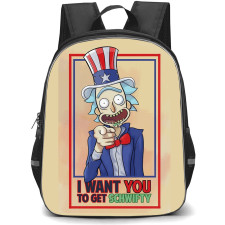 Rick And Morty Backpack StudentPack - Rick And Morty I Want You To Get Schwifty Illustration Art On Beige Background