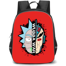 Rick And Morty Backpack StudentPack - Rick And Morty Wubba War Avatar Illustration Art On Red Background