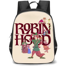 Robin Hood 1973 Backpack School Bag StudentPack - Robin Hood 1973 Animal Characters Disney Animation Art On Beige Background