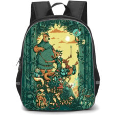 Robin Hood 1973 Backpack School Bag StudentPack - Robin Hood 1973 Vintage Fantasy Poster Illustration Art