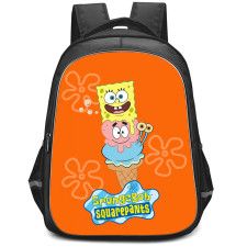 SpongeBob Backpack StudentPack - SpongeBob Patrick Snail Ice Cream On Orange Background