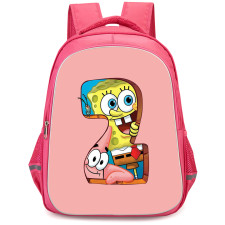 SpongeBob Backpack StudentPack - SpongeBob And Patrick Inside 2 Pink Background