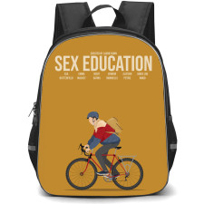 Sex Education Otis Milburn Backpack StudentPack - Otis Milburn Riding Cycle On Brown Background