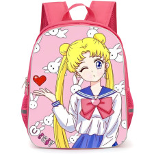 Sailor Moon Backpack StudentPack - Sailor Moon On Pattern Art Pink Background