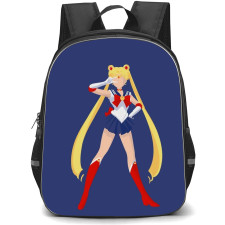 Sailor Moon Backpack StudentPack - Sailor Moon Standing Minimalist Art On Blue Background
